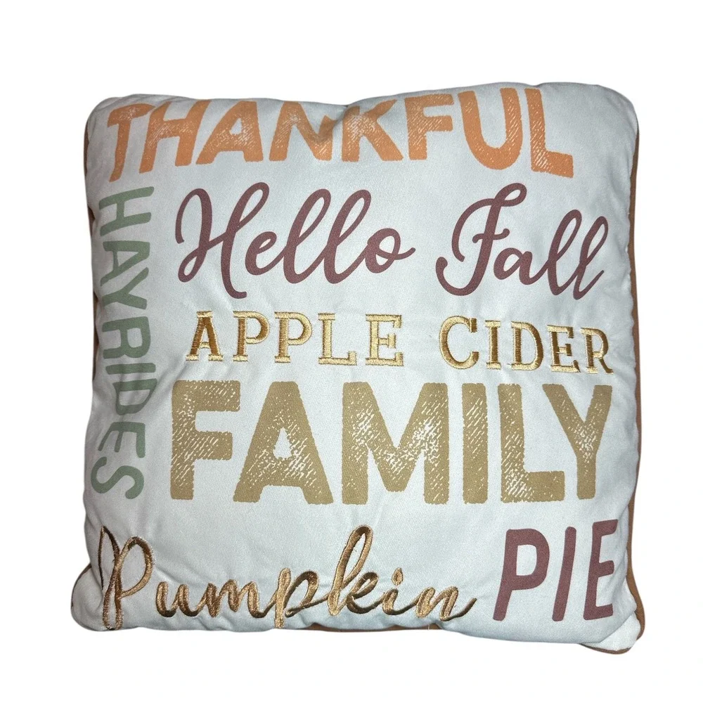 Fall Decorative Throw Pillow‎ Thanksgiving Hello Fall 18 x 18 Sofa Bedroom Decor